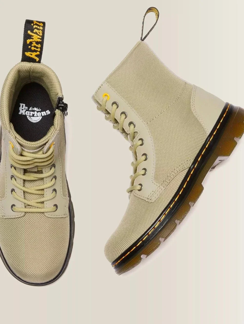 Dr. Martens Junior Combs Extra Tough Utility Light Olive Boots Size 2 NWOB